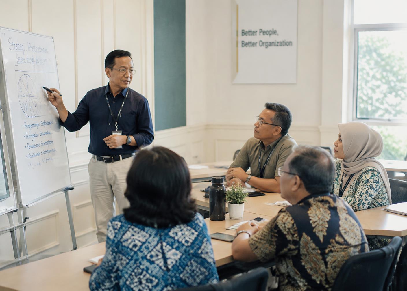 Sesi lokakarya persiapan purnatugas bersama fasilitator